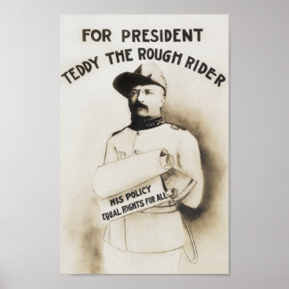 Teddy The Rough Rider - For President - 1904 Poster