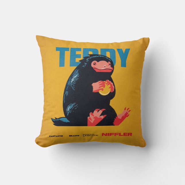 Teddy Vintage Graphic Throw Pillow (Front)