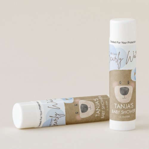 Teddy We Can Bearly Wait Baby Shower Thank You Lip Balm