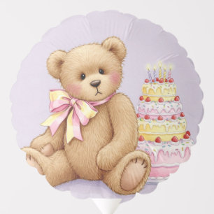 Teddy with a Pink Cake, by Natasha Us   Balloon