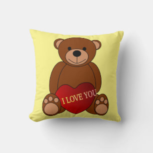 Teddy With Heart Throw Pillow