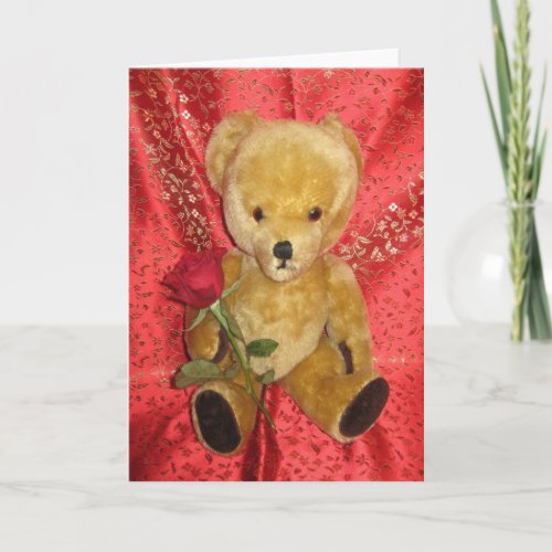 teddy with rose holiday card