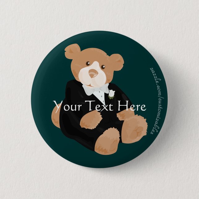 Teddybear Groom Button (Front)