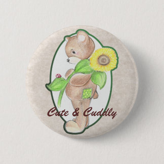 Teddybear, Ladybug, and Sunflower Button