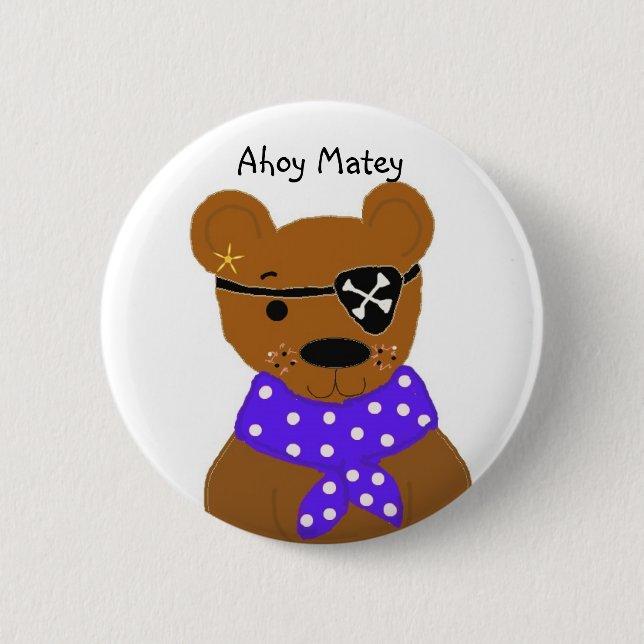Teddybear Pirate Pinback Button (Front)