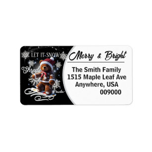 TeddyBear Snowboard/Shred - Return Address Label