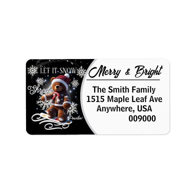 TeddyBear Snowboard/Shred - Return Address Label (Front)
