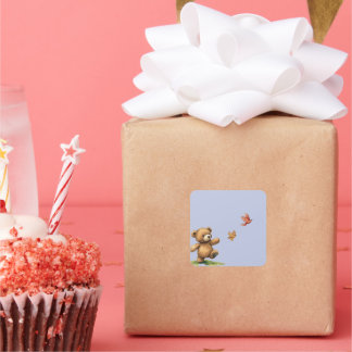 TEDDYBEAR WALKING SQUARE STICKER