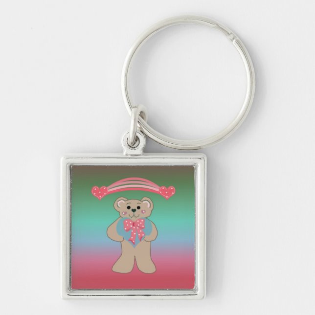 Teddybear with Hearts Keychain (Front)