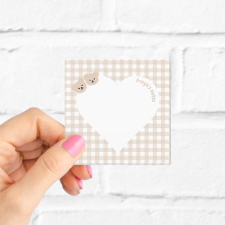 Teddybears Brown Gingham Heart Post-it Notes