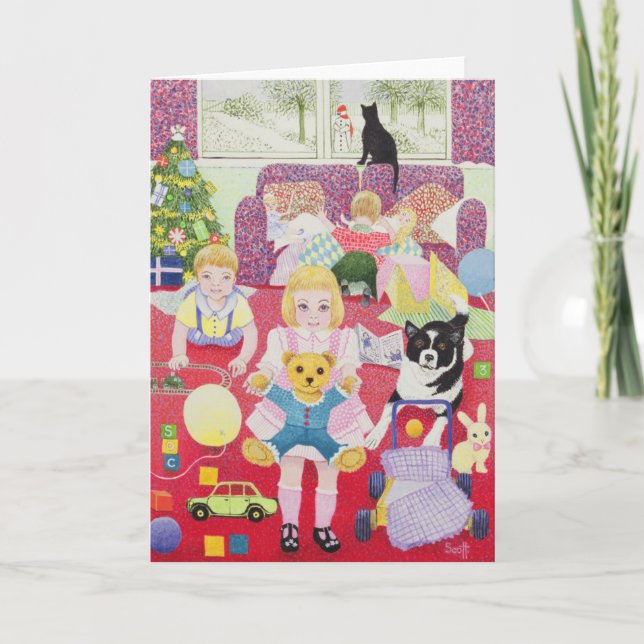 Teddy's Christmas Pajamas Holiday Card (Front)