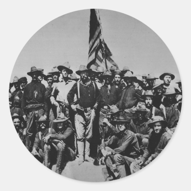 Teddy's Colts Teddy Roosevelt Rough Riders 1898 Classic Round Sticker (Front)