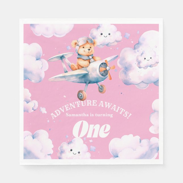 Teddy's First Birthday Expedition Napkins (Front)