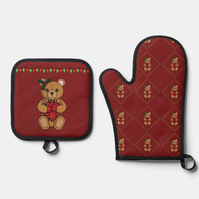 Teddy's Gift Oven Mitt & Pot Holder Set (Front)