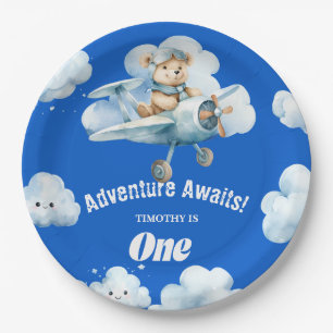 Teddy's Sky-High Soiree: A First Birthday Balloon Paper Plates