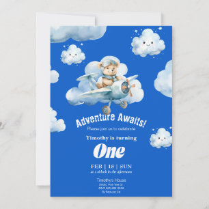 Teddy's Sky Safari: 1st Birthday Expedition Invitation