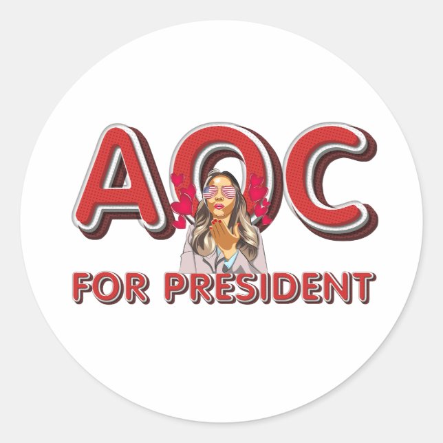 TEE AOC for President Classic Round Sticker (Front)