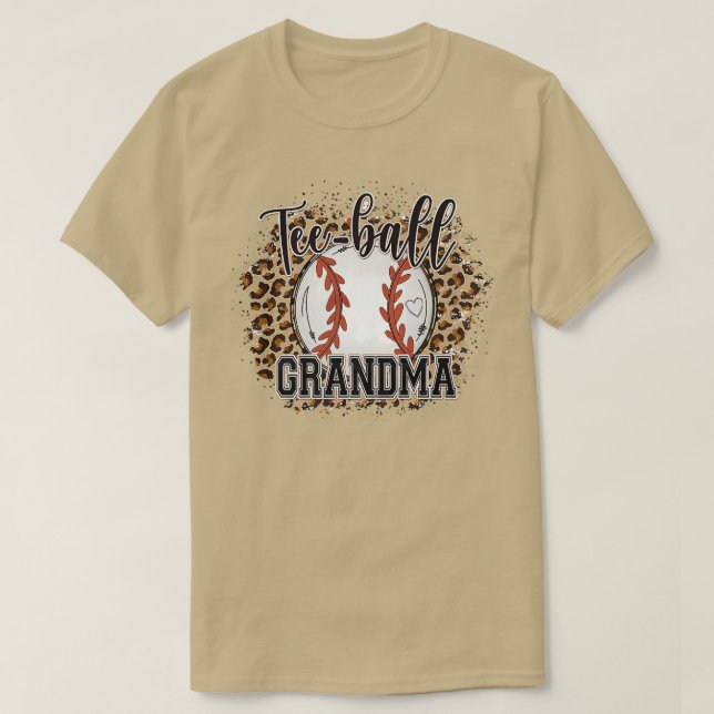 Tee Ball Grandma Leopard Funny Baseball Mother's D (Design Front)