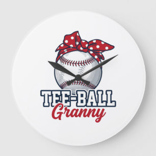Tee Ball Granny Baseball Bow Vintage Shirt_1 Large Clock