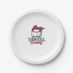 Tee Ball Granny Baseball Bow Vintage Shirt_1 Paper Plates