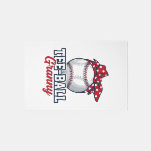 Tee Ball Granny Baseball Bow Vintage Shirt_1 Rug