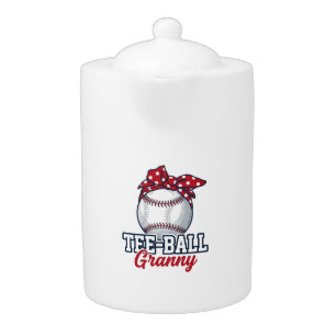 Tee Ball Granny Baseball Bow Vintage Shirt_1 Teapot