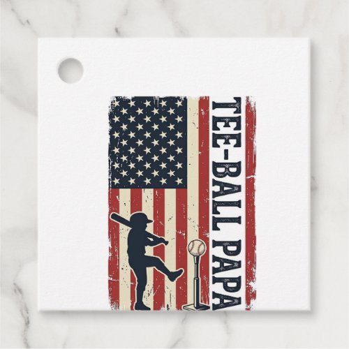 Tee Ball Papa American Flag Vintage Shirt Design_1 Favor Tags