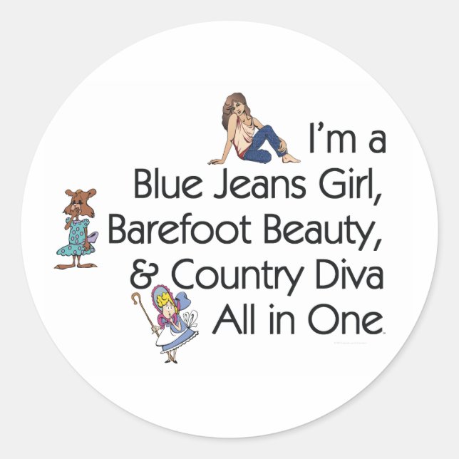 TEE Blue Jeans Girl Classic Round Sticker (Front)