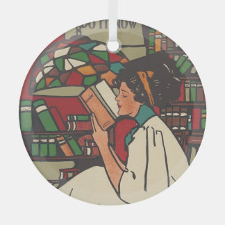 TEE Book Worm Glass Ornament