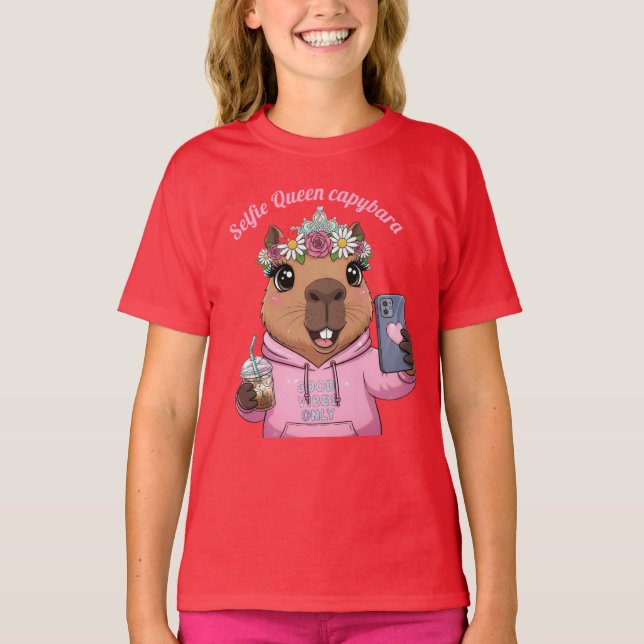 Tee copy,Good vibes only capybara (Front)