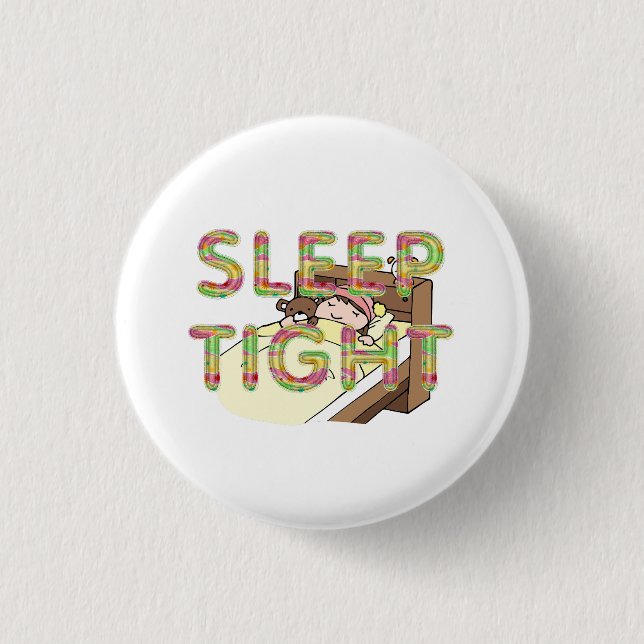 TEE Cute Sleep Slogan Button (Front)