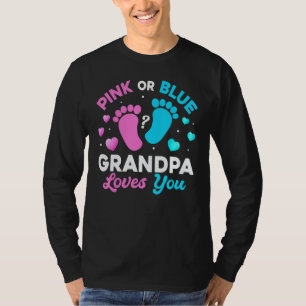 Tee Gender Reveal Baby Pink Or Blue Grandpa Loves 