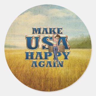 TEE Happy USA Classic Round Sticker