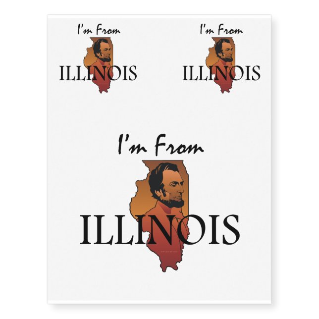 TEE I'm from Illinois Temporary Tattoos (Front)