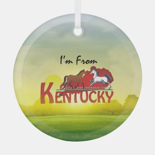TEE Im from Kentucky Glass Ornament