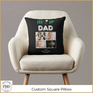 Tee It Up Dad Custom Father's Day 4 Photo Throw Pillow