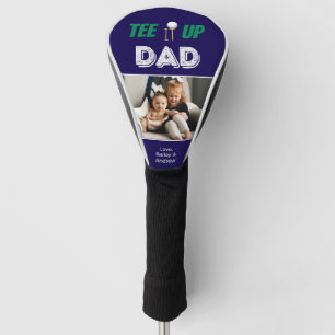 Tee It Up Dad Custom Father's Day Photo Navy Blue Golf Head Cover