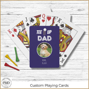 Tee It Up Dad Custom Photo Fathers Day Navy Blue Poker Cards