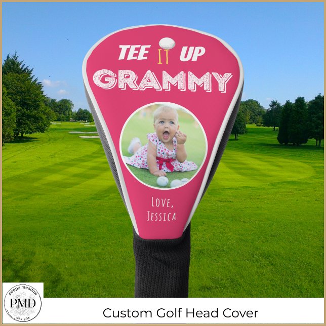 Tee It Up Grammy Personalized Photo Hot Pink Golf Head Cover (Tee It Up Grammy Personalized Photo Hot Pink Golf Head Cover with Child or Pet Photo, Name.)