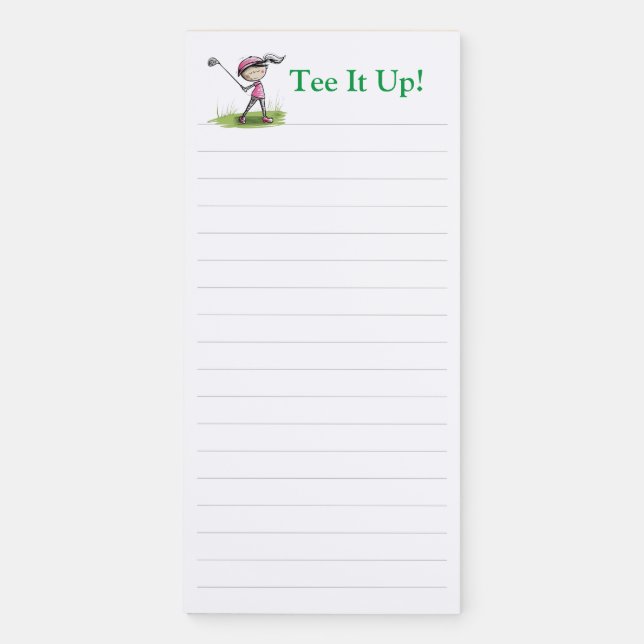 Tee It Up! Lady Golfer Magnetic Notepad (Front)