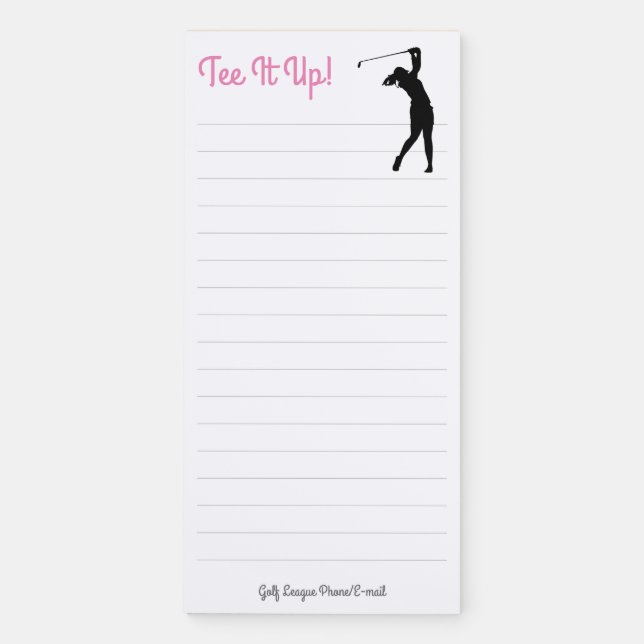 Tee It Up! Lady Golfer Magnetic Notepad (Front)