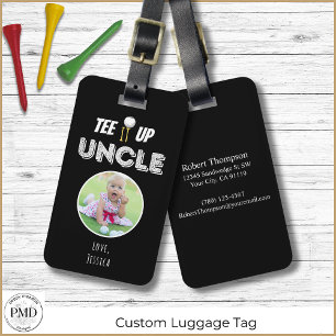 Tee It Up Uncle Custom Photo Fathers Day Black Luggage Tag