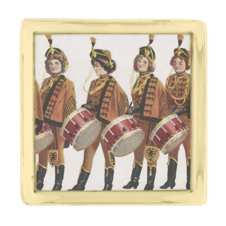 TEE Marching Band Fan Gold Finish Lapel Pin