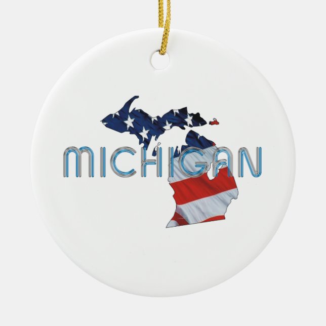 TEE Michigan Patriot Ceramic Ornament (Front)
