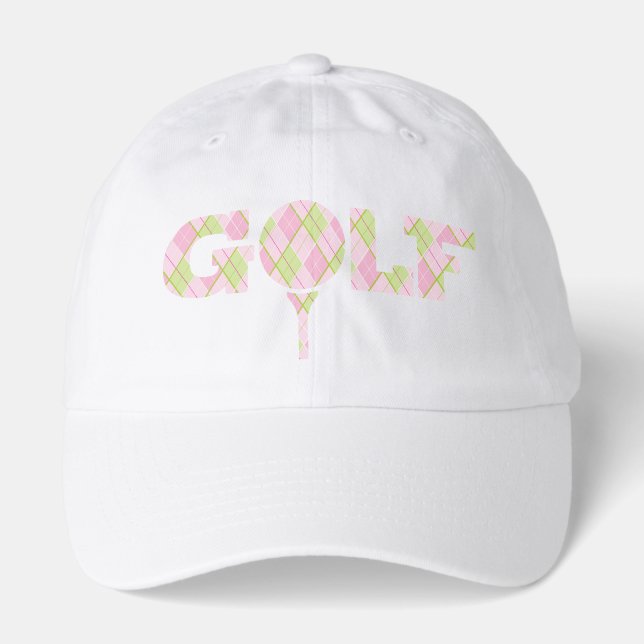 Tee off golf pink slogan  hat (Front)