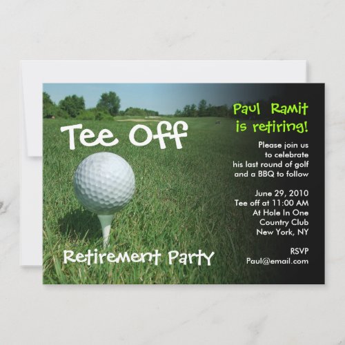 Tee Off Golf Retirement Party Invitation