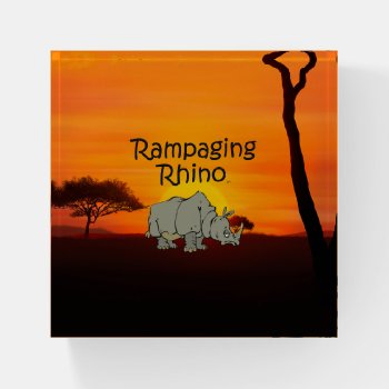 Tee Rampaging Rhino Paperweight by teepossible at Zazzle