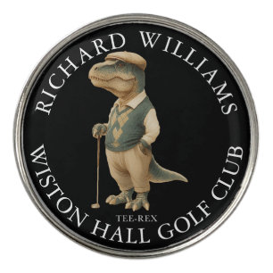 Tee-Rex Dinosaur Custom Golfer Name And Club Golf Ball Marker