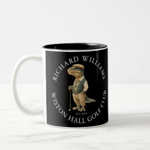 Tee-Rex Dinosaur Custom Golfer Name And Club Two-Tone Coffee Mug