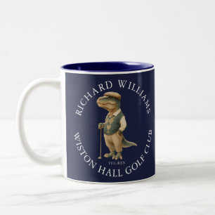 Tee-Rex Dinosaur Golfer Name And Club Navy Blue Two-Tone Coffee Mug